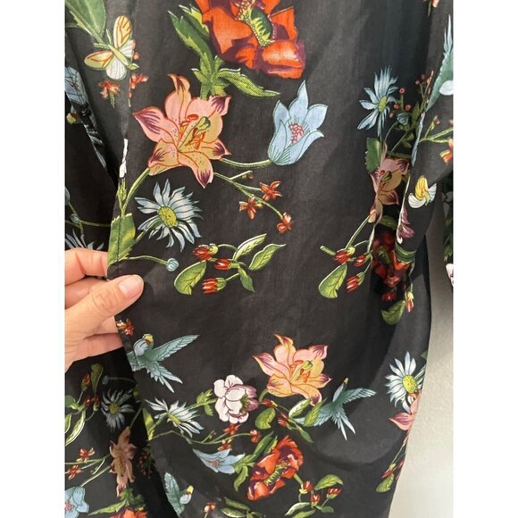 BOOHOO WOMENS SUMMER KIMONO Cardigan COVERALL FLORAL LONG WIDE SLEEVE SIZE LARGE - Picture 5 of 8